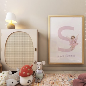 Impresión inicial de hada, impresión personalizada para guardería, decoración de guardería, letra para guardería, arte de pared de hadas, SIN MARCO