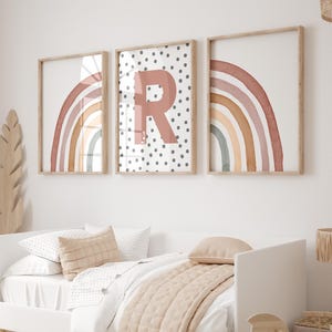 Rainbow Initial Prints Set: Personalized Boho Nursery Decor (UNFRAMED)