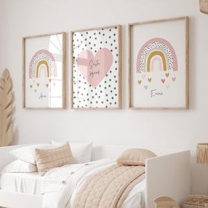 Sister Bedroom Decor, Boho Rainbow Nursery Prints, Sister Squad Wall Art Set, Girls Room Decor, Playroom Prints, Set of 3