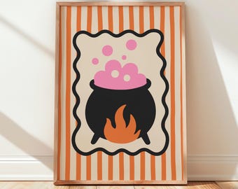 Witchy Wall Art, Witchcore Halloween Wall Decor, Witch Gift, Cute Witch Magical Home Poster, Kitchen Cottagecore Wall Art UNFRAMED