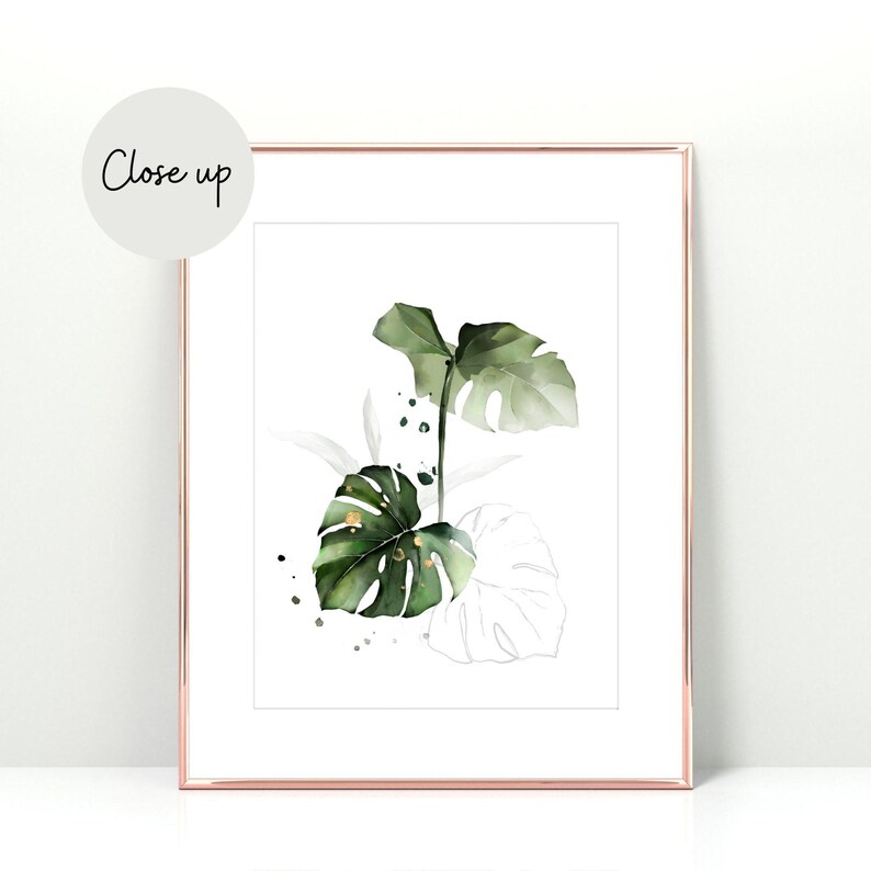 Botanische muurkunst set van 3 | Monsterabladafdrukken, tropisch galerijdecor (ingelijst) afbeelding 9