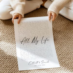Custom Wedding Song Lyrics Print, First Dance Keepsake (can be framed A1-A5 Sizes Available) image 5