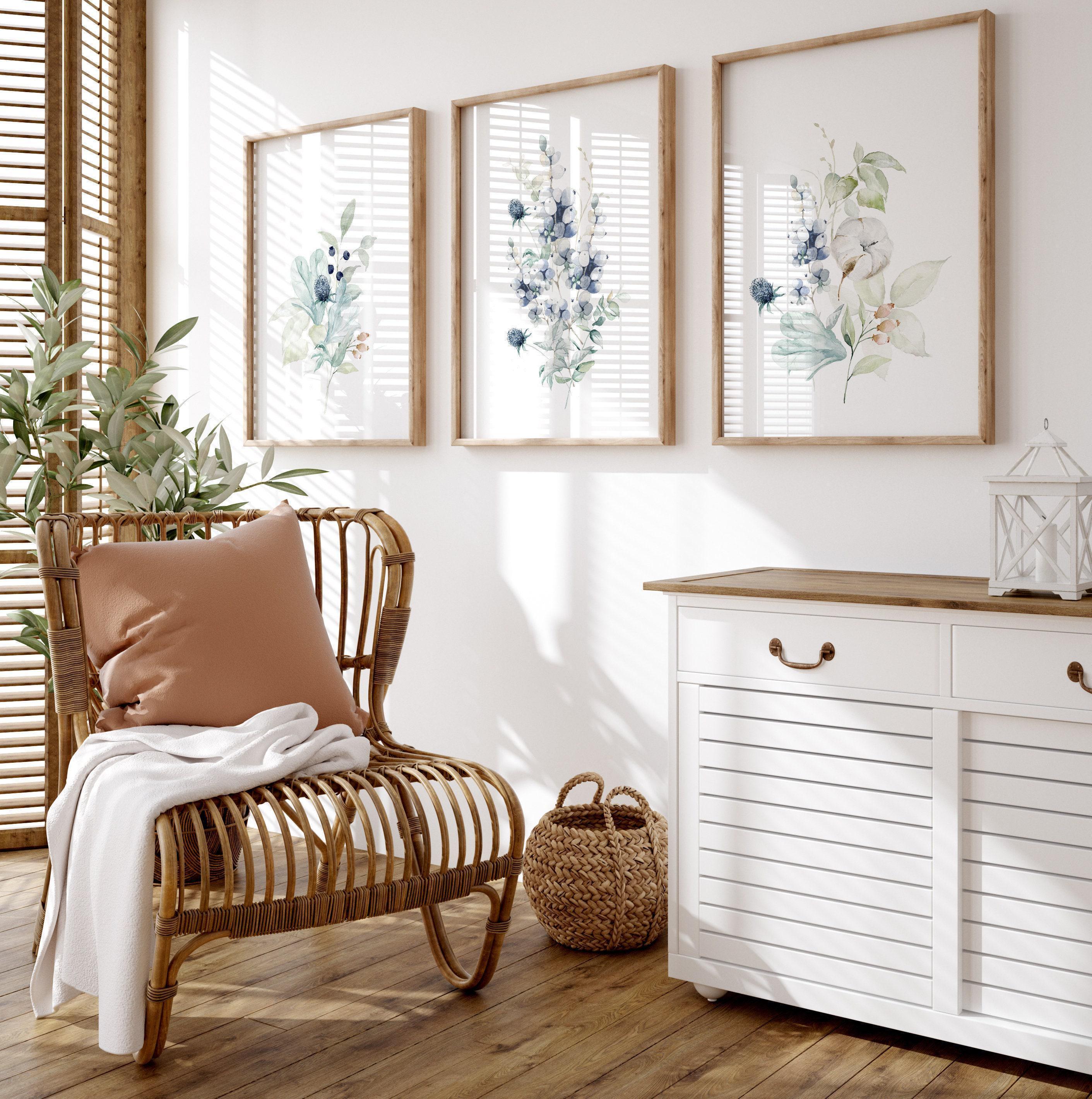 Blue Flower Bouquet Prints, Set of 3 Botanical Wall Art (UNFRAMED) - Etsy