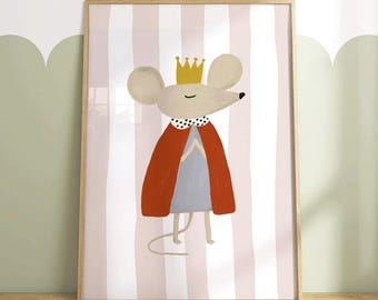 Storybook Mouse Nursery Print: Whimsical Woodland Wall Art for Kids Room