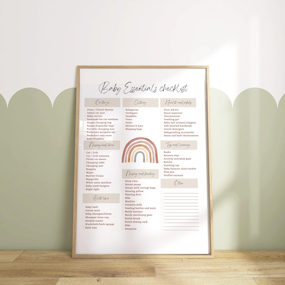 Baby Essentials Checklist, Instant Download