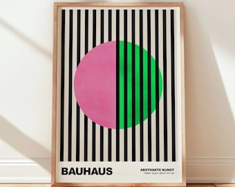 Bauhaus Abstract Wall Art, Retro 70s Mid Century Modern Print Exhibition Poster