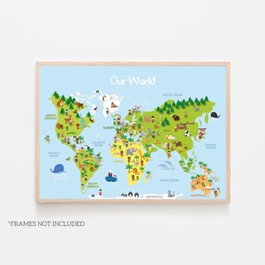 Weltkarte Drucken Kinder Weltkarte Weltkarte Poster Etsy