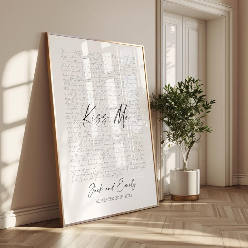 Custom Wedding Song Lyrics Print, First Dance Keepsake (can be framed A1-A5 Sizes Available) image 1