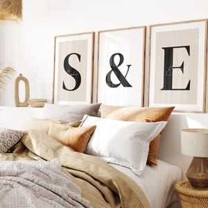 Juego de 3 impresiones para dormitorio, impresiones personalizadas de pareja, decoración sobre la cama, SIN MARCO