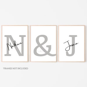 Personalized Couples Initial Print Set: Bedroom Wall Decor (UNFRAMED)