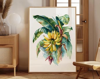 Banana Tree Art Tropical Botanical Print, Banana Tree Wall Art, Jungle Decor for Living Room, Nature Lover Gift Unframed