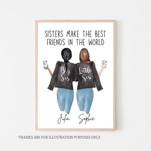 Personalized Sister Print: Big Sis, Little Sis Art (Unframed)