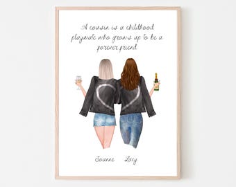 Personalized Cousin Print, Friendship Gift