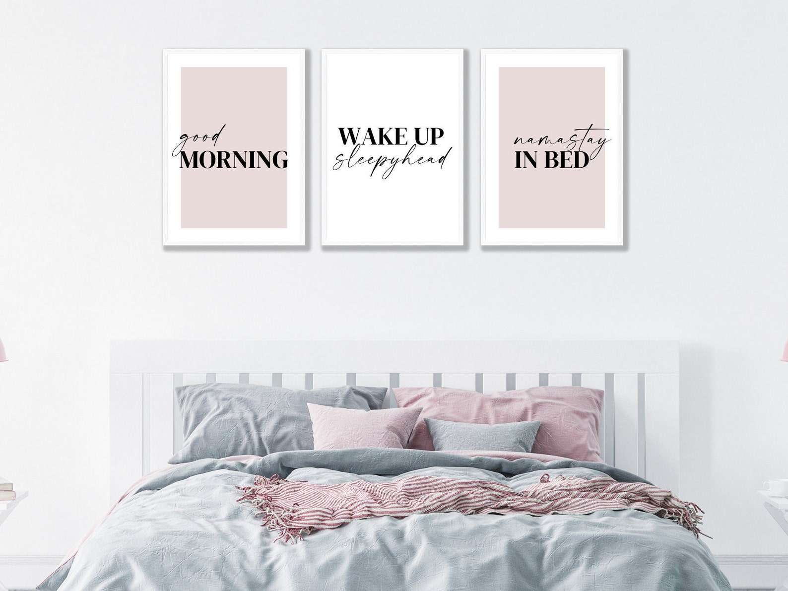 Bedroom Prints Set of 3 Above the Bed Decor Namastay in Bed - Etsy