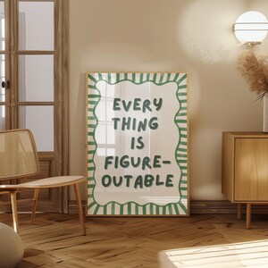 Sage Green Motivational Print, Everything Is Figureoutable Office Decor (Unframed) image 7
