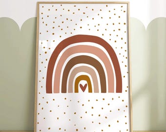 Decoração de parede boho arco-íris para quarto de bebê, decoração de parede para sala de jogos, decoração boho arco-íris para parede do quarto infantil (sem moldura)