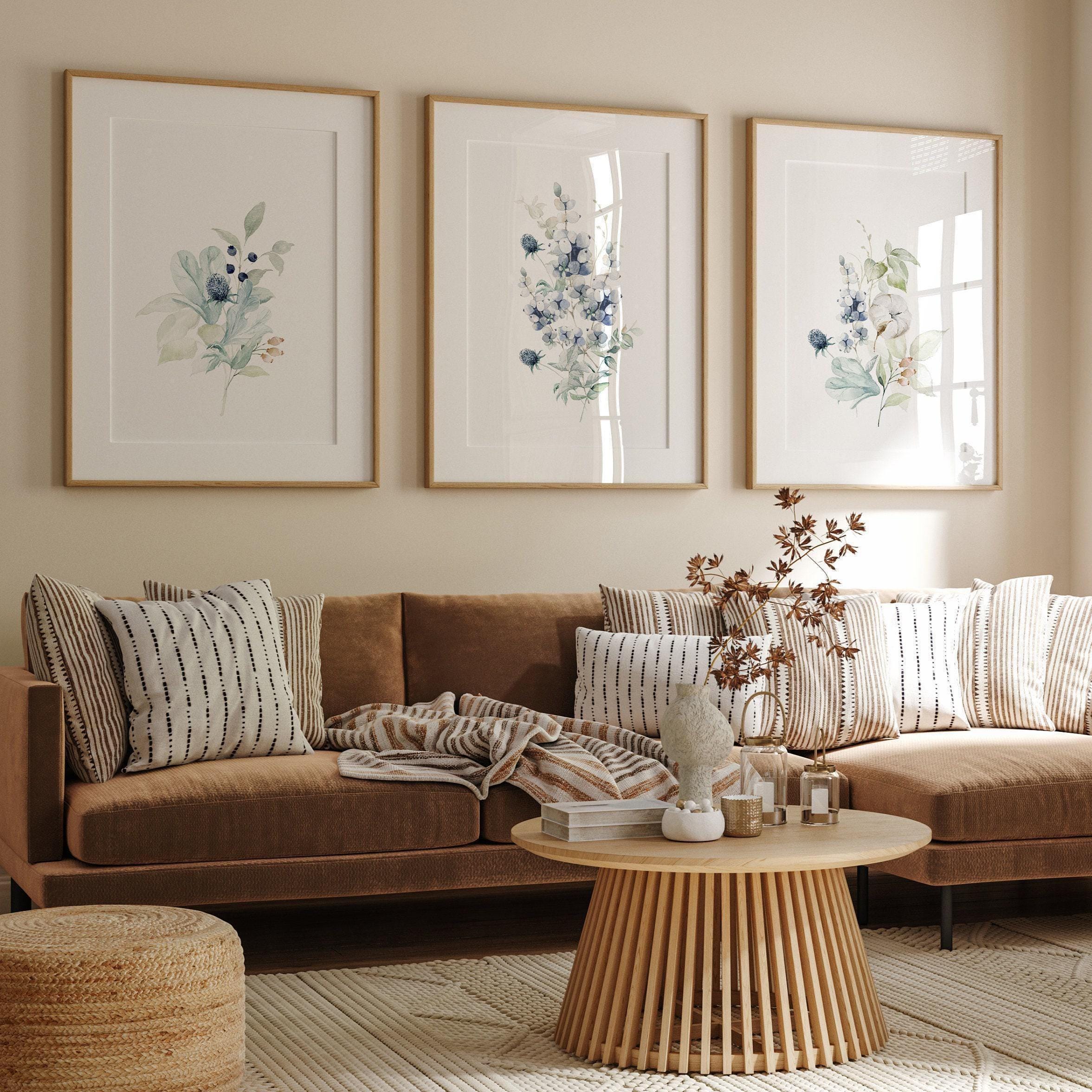 Blue Flower Bouquet Prints, Set of 3 Botanical Wall Art (UNFRAMED) - Etsy