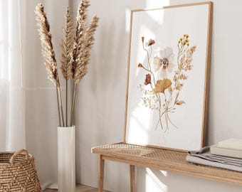 WildFlowers Art Watercolour prints, neutral flower boho wall art ,UNFRAMED