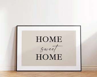 Home Sweet Home Landscape Typography Print – Wall Art Poster, Unframed