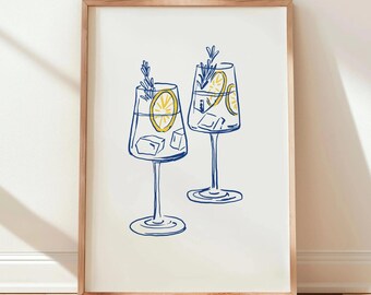 Minimalist Wine Bar Wall Art, Kitchen Decor Signature Drink Sign UNFRAMED