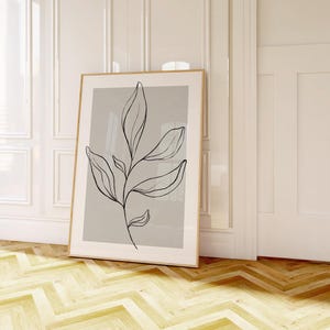 Botanical Line Art Prints: Grey Home Decor, Set of 3 (UNFRAMED) image 8