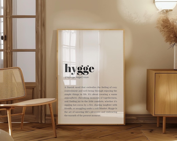 Hygge Definition Art Print: Minimalist Scandinavian Decor