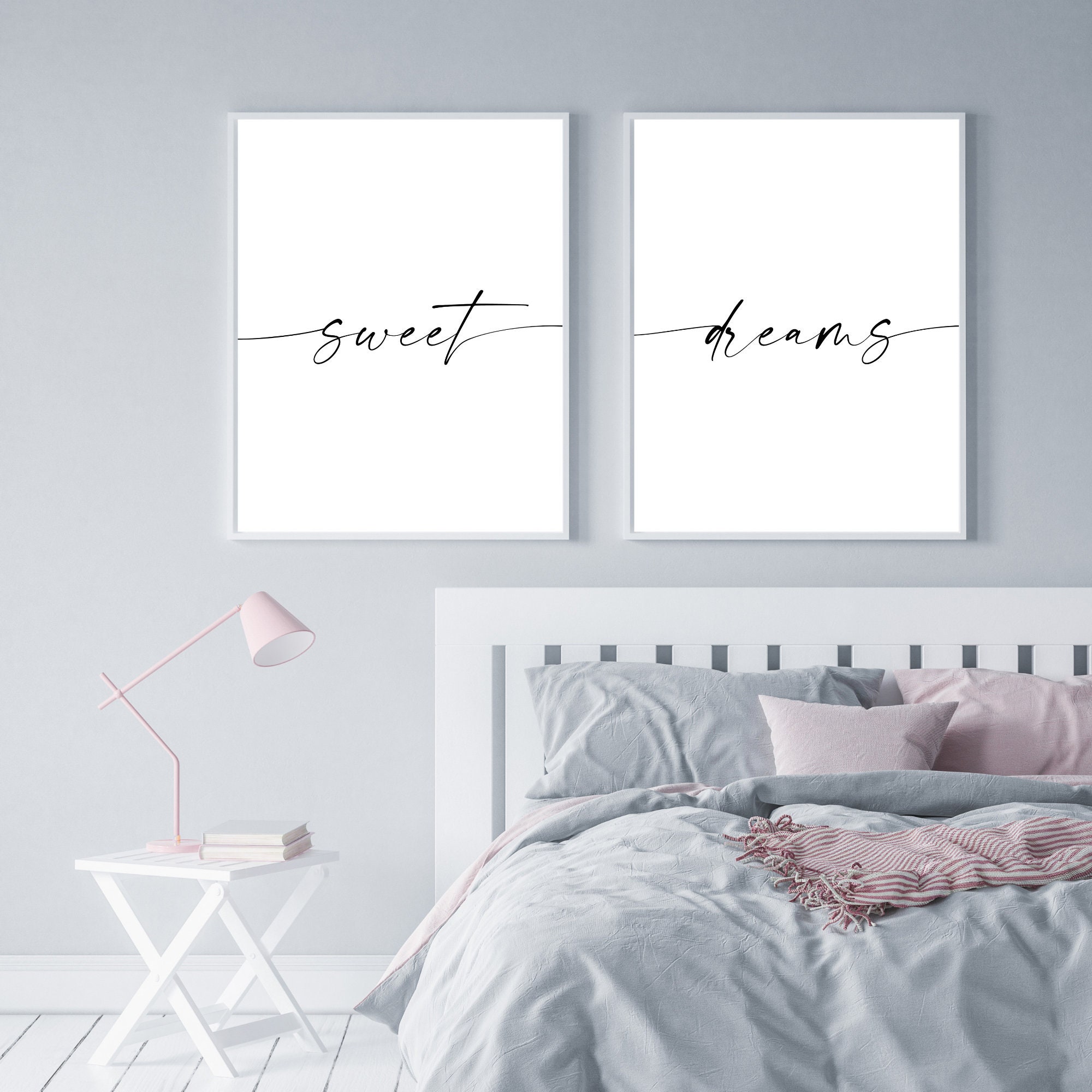 Sweet Dreams Set of 2 Prints Bedroom Prints Bedroom Wall Etsy UK
