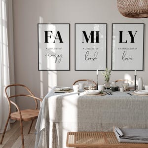 Definizione di famiglia: set di stampe moderne da 3 pezzi (SENZA CORNICE)