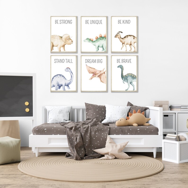 Dinosaur Prints Set Dinosaur Wall Decor Dinosaur Modern Etsy