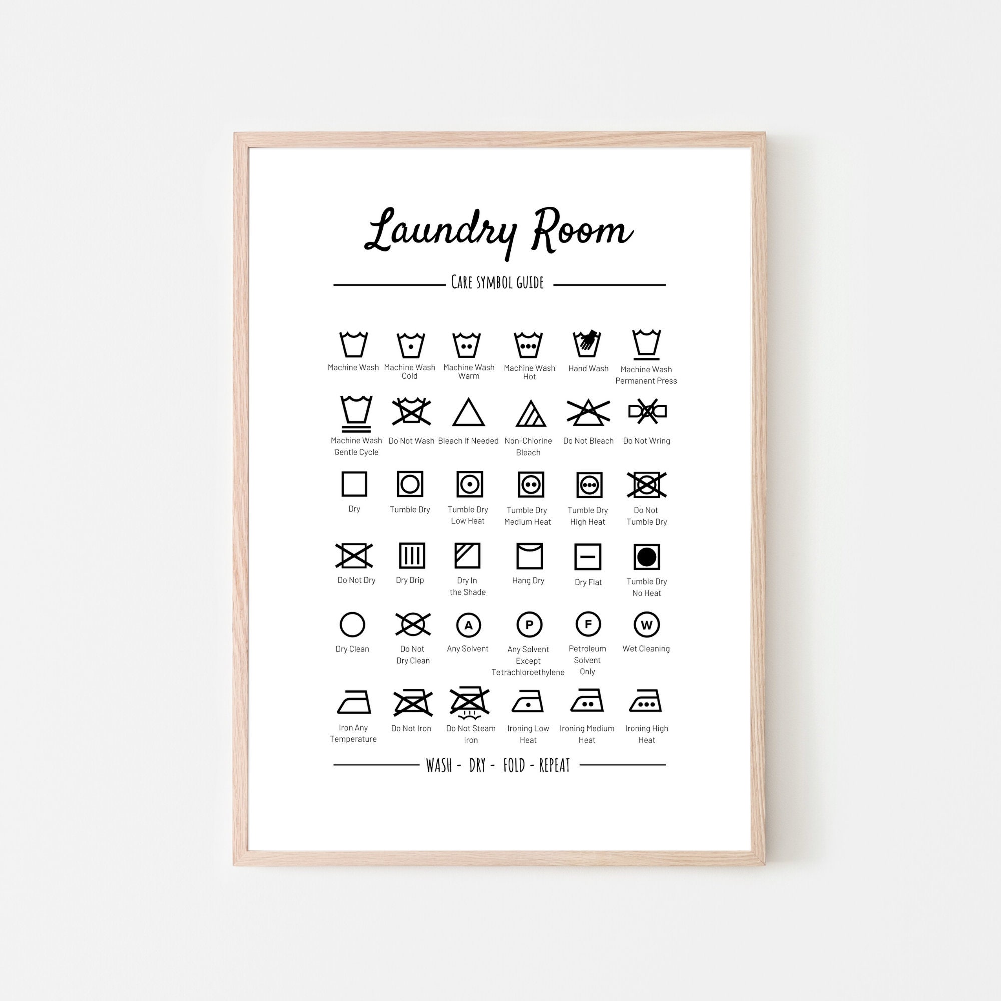 Wäscheschild Waschraum Dekor Wäsche-Symbole Wäscheanleitung | Etsy