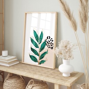Botanical Tropical Print Set of 2 Prints: Green Palm Leaf Gallery Wall Art, UNFRAMED image 10