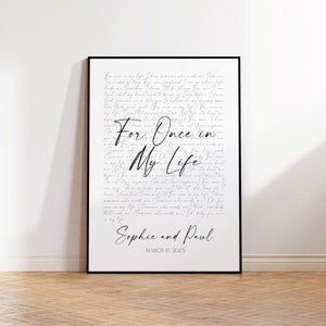 Personalised Song Lyrics Wall Art | Custom Music Gift for Couple, Wedding, Daughter, Son & Family Keepsake, Sentimental gift, unframed