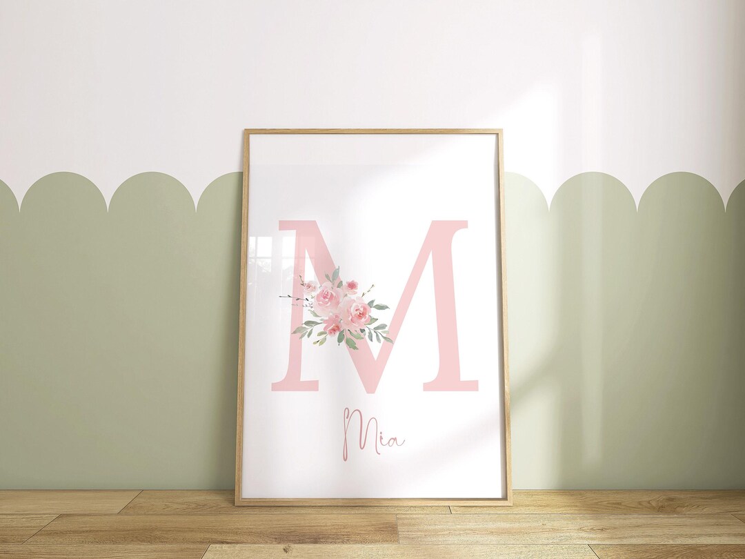 Personalized Initial Nursery Print: Floral Letter Decor (UNFRAMED ...