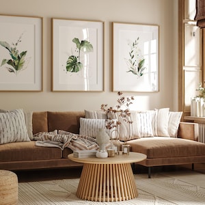 Botanische muurkunst set van 3 | Monsterabladafdrukken, tropisch galerijdecor (ingelijst) afbeelding 6