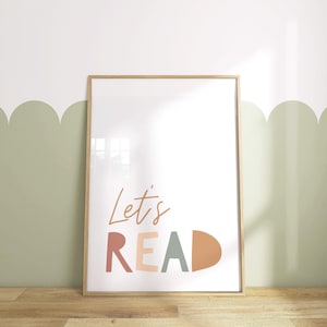 Let's Read Poster: Muted Colors Kids' Room Decor