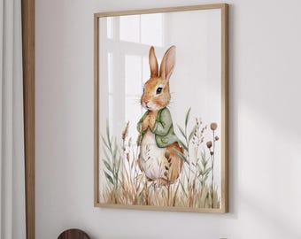 Peter Rabbit Nursery Wall Art for Bunny Nursery Playroom Decor, Wildflower Nursery for Peter Rabbit Decorations  Unframed