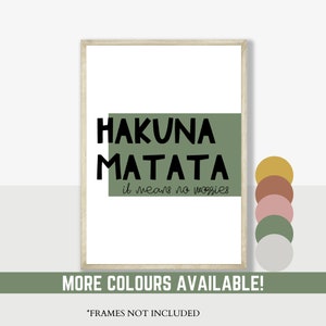 Hakuna Matata Print, Home prints, wall art, kids room, lion king,UNFRAMED