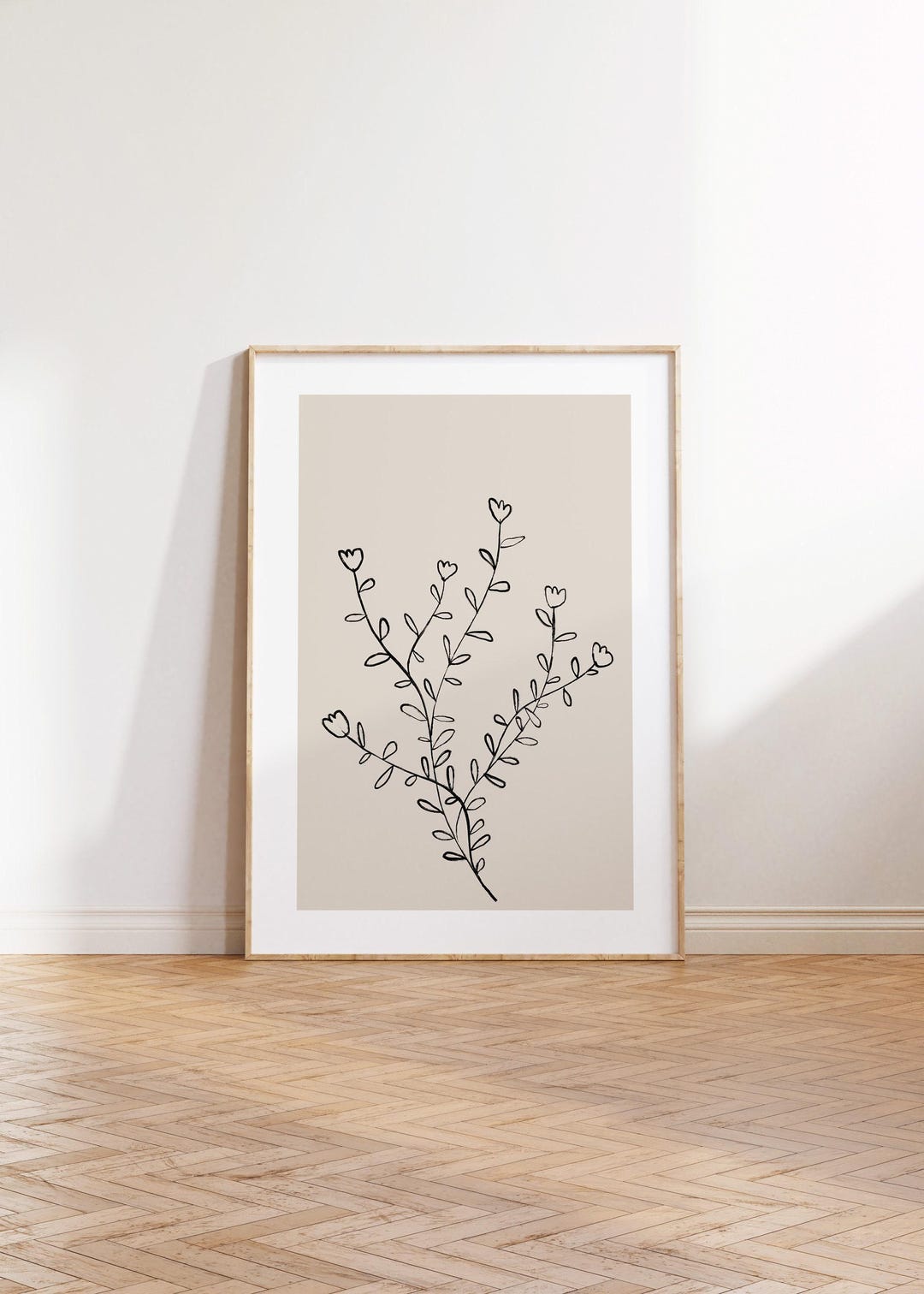 Beige Botanical Line Art Print: Neutral Home Decor (UNFRAMED) - Etsy