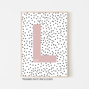 Impresión de letras de lunares, letra personalizada con o sin nombre, decoración infantil, SIN MARCO