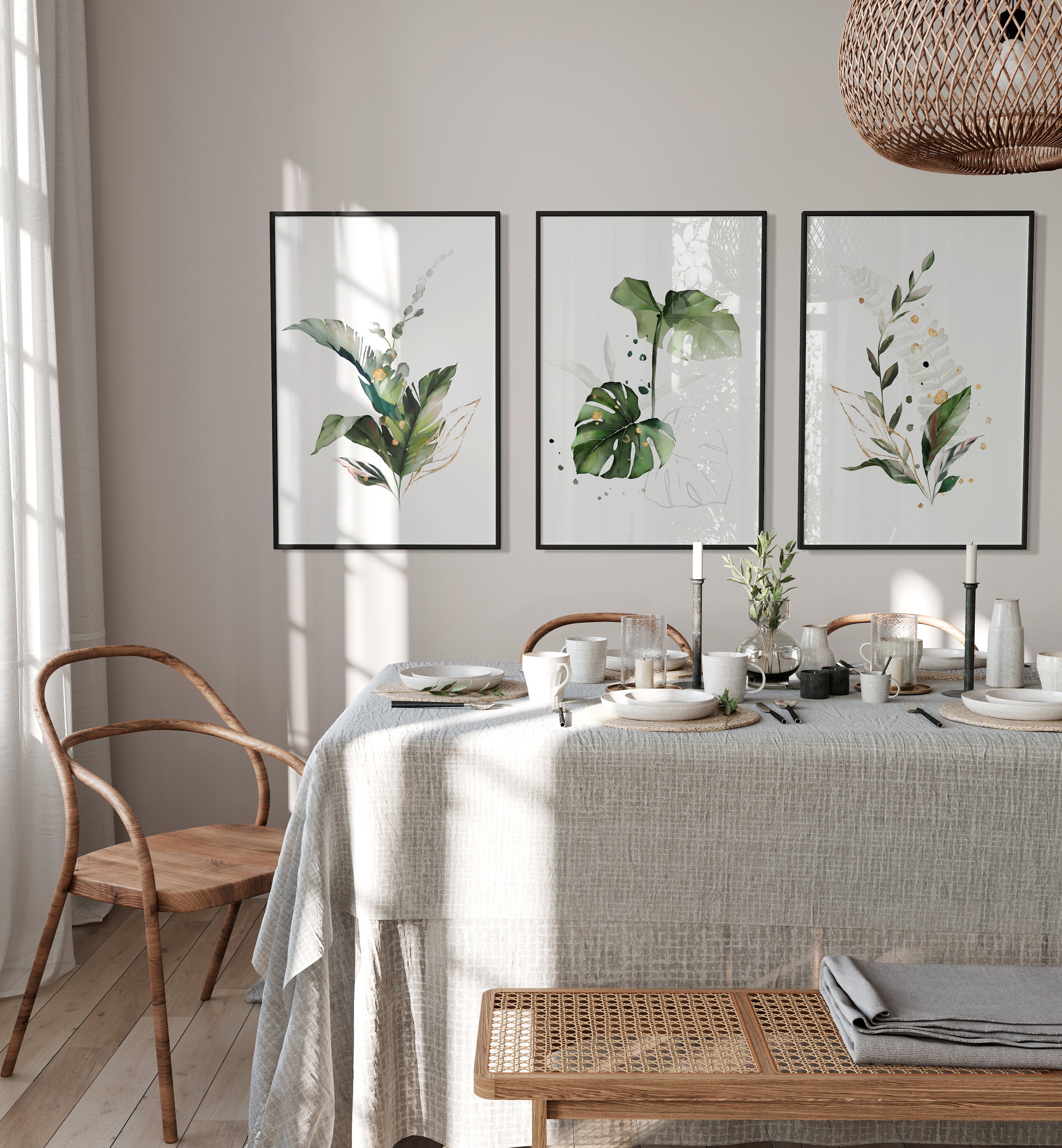Botanical Prints Tropical Wall Art Set of Three Prints - Etsy