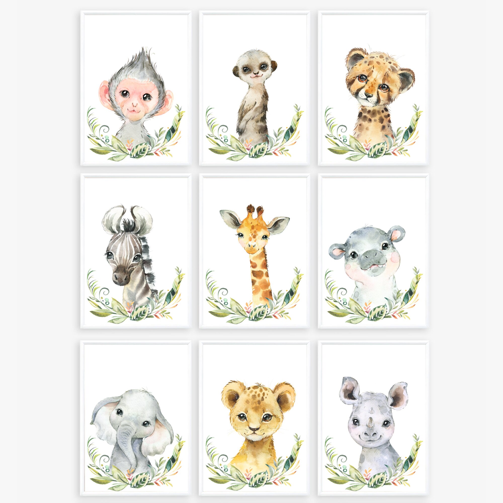 Safari Animals Nursery Decor Nursery Prints Nursery Wall Etsy UK