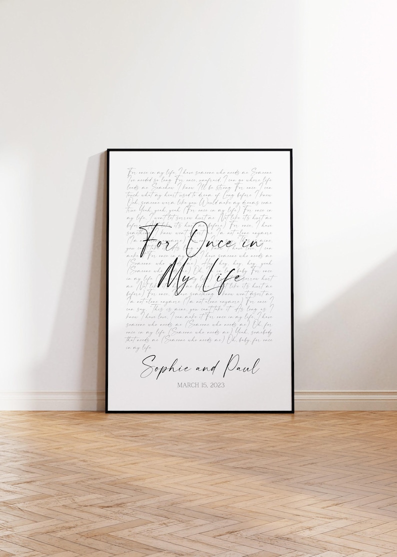 Custom Wedding Song Lyrics Print, First Dance Keepsake (can be framed A1-A5 Sizes Available) image 9