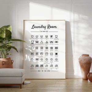 Laundry Symbols Print: Laundry Room Decor, Washing Instructions (UNFRAMED)