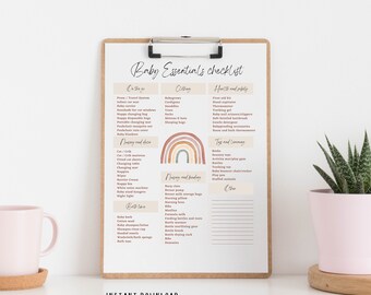 Liste de contrôle des essentiels pour bébé, téléchargement immédiat