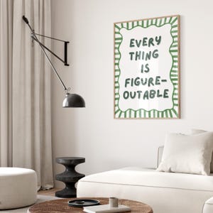Sage Green Motivational Print, Everything Is Figureoutable Office Decor (Unframed) image 5