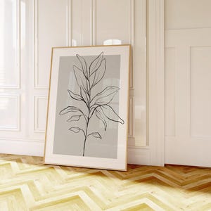 Botanical Line Art Prints: Grey Home Decor, Set of 3 (UNFRAMED) image 9