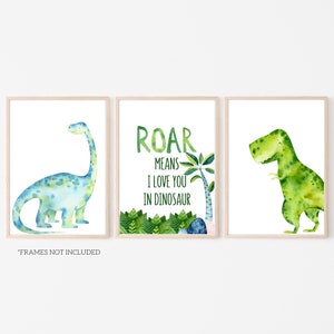 Dinosaur wall art, Dinosaur decor, Dinosaur prints, Dinosaur art, Dinosaur poster, Dinosaur gift, Set of 3,UNFRAMED