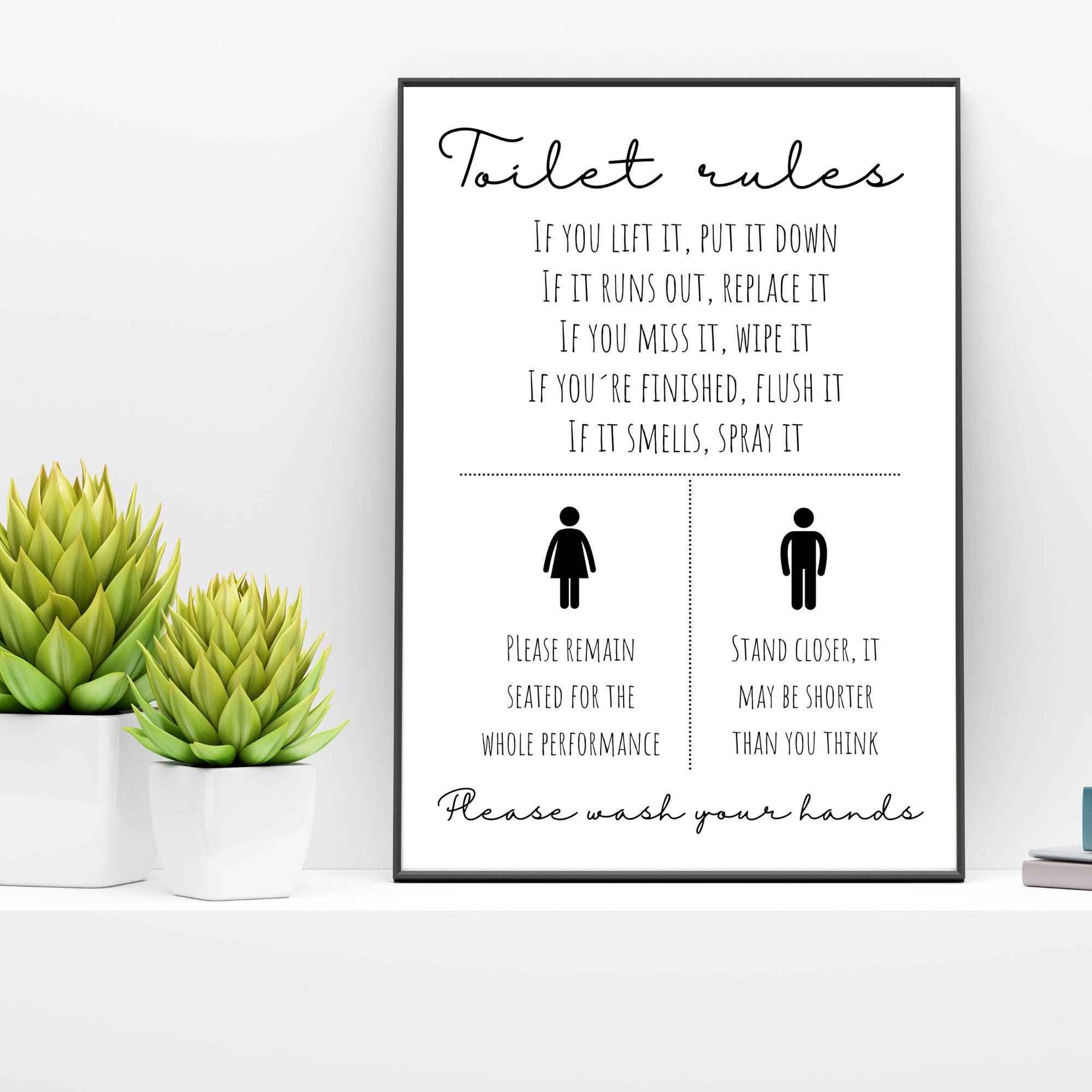 Toilet Rules Bathroom Wall Print UNFRAMED Etsy UK