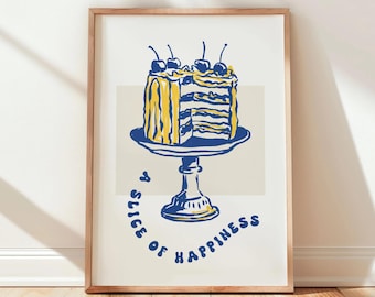 Retro Cake Kitchen Art Print: Modern Dessert Home Decor (UNFRAMED)