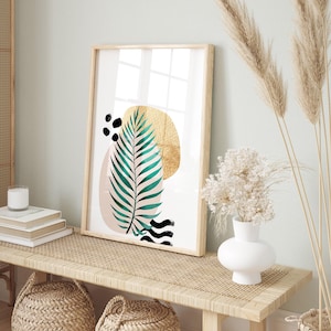 Botanical Tropical Print Set of 2 Prints: Green Palm Leaf Gallery Wall Art, UNFRAMED image 11